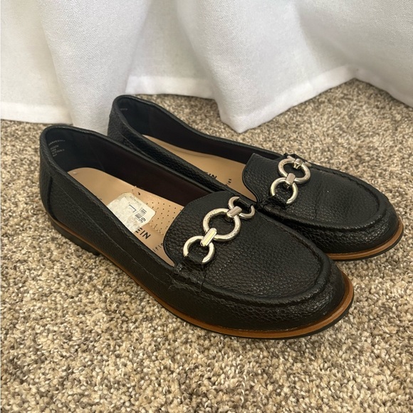 ANNE‎ KLIEN Nayeli Textured Boat Shoe Black Loafer GUC - Picture 1 of 6